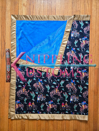 3X5 Bucking Horses w Blue Backing