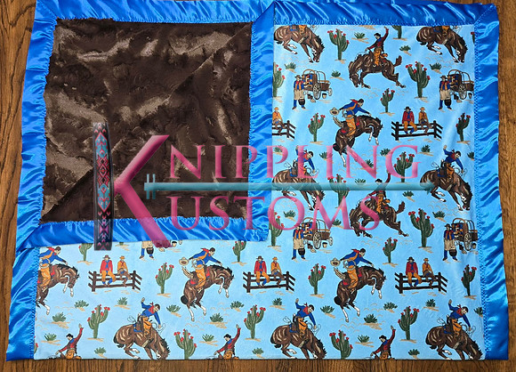 3X5 Blue Bucking Horses