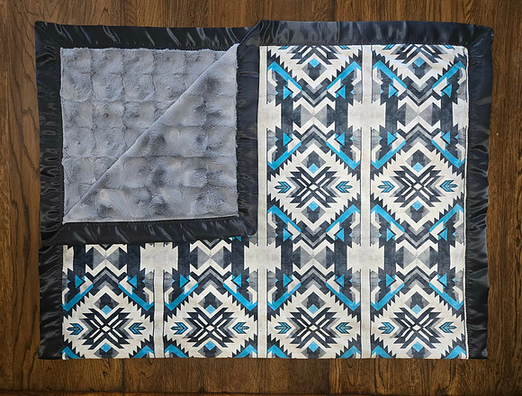 3X5 Black & Blue Tribal