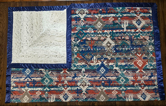 6X5 Blue Aztec Cactus & Horses